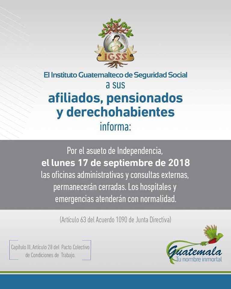 Asueto para el IGSS