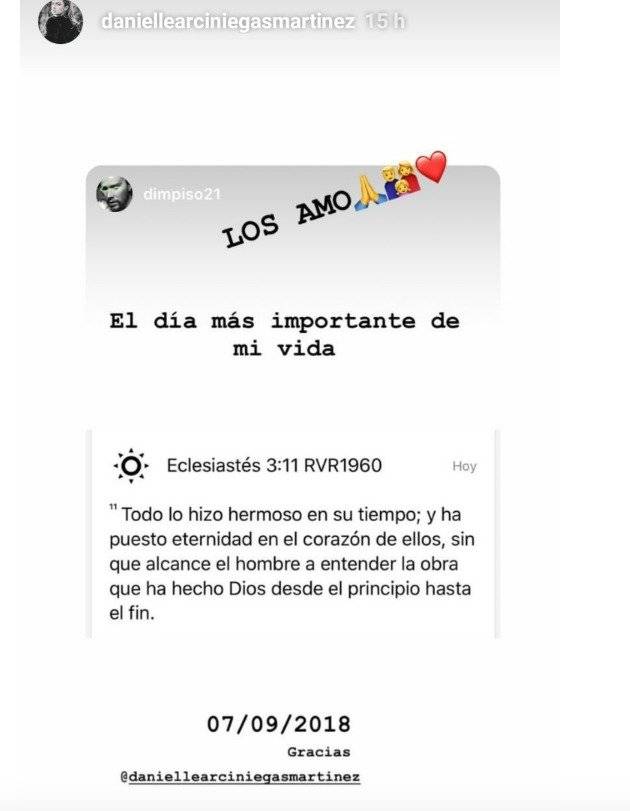 Captura de pantalla Instagram Danielle Arciniegas