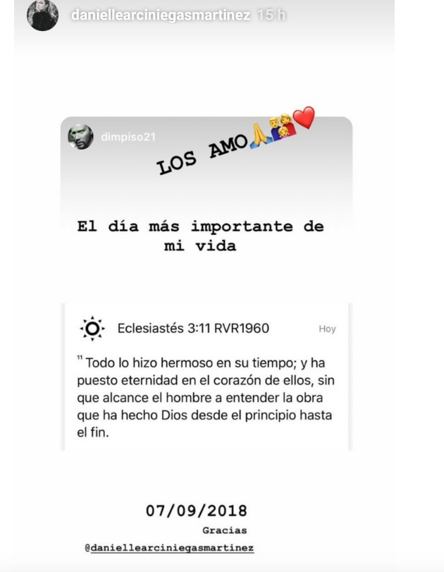 Captura de pantalla Instagram Danielle Arciniegas