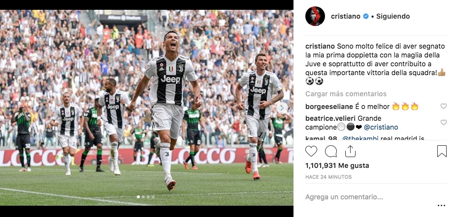 El mensaje de Cristiano Ronaldo tras marcar un doblete con la Juventus