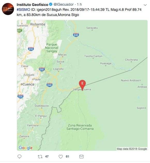 Sismo de 4.8 en la frontera con Perú no se sintió en Ecuador