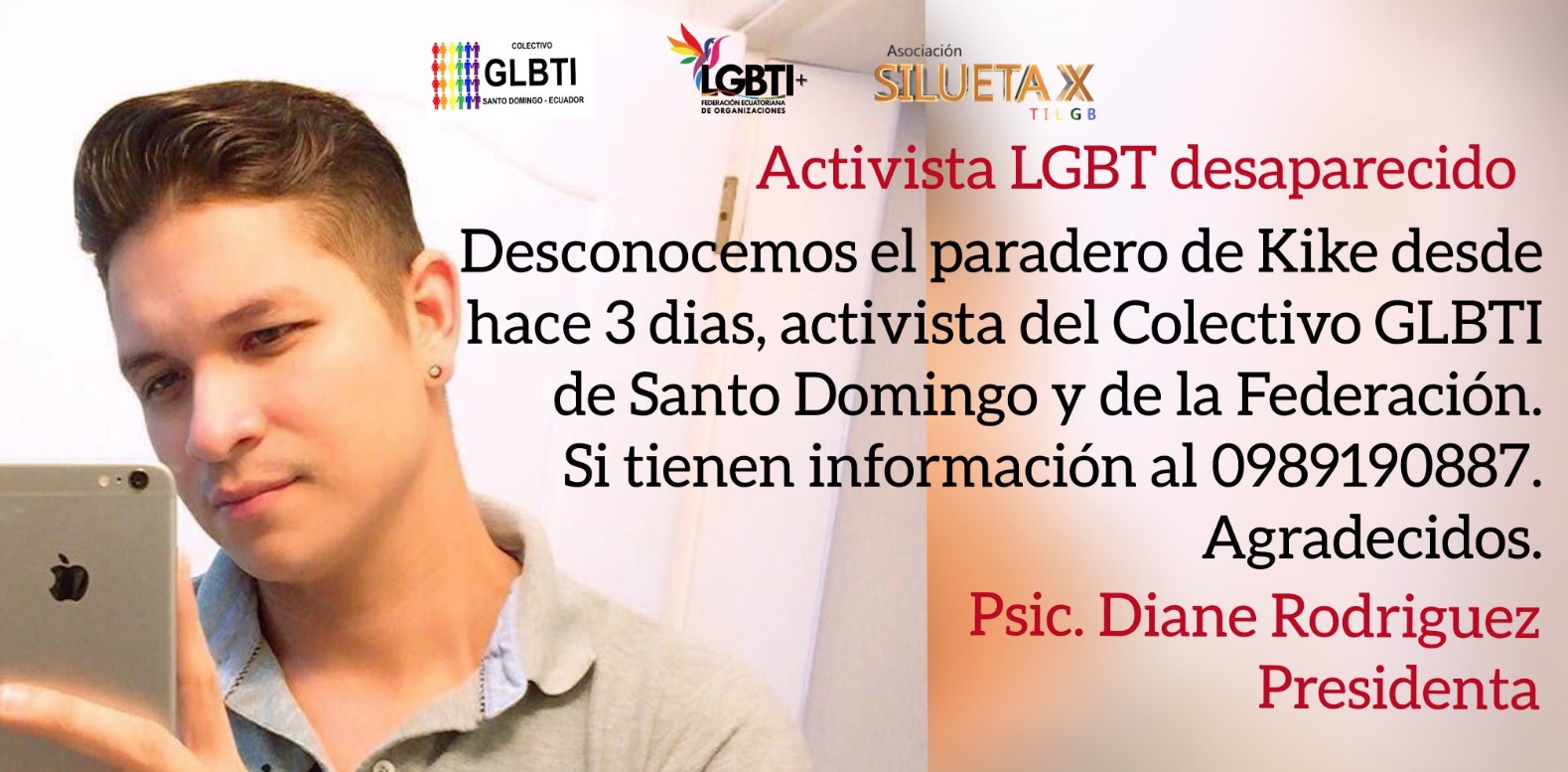 Desaparecido joven activista del colectivo LGTBI de Santo Domingo