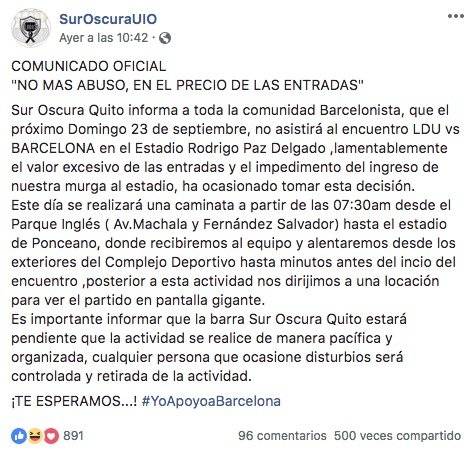 Comunicado Sur Oscura