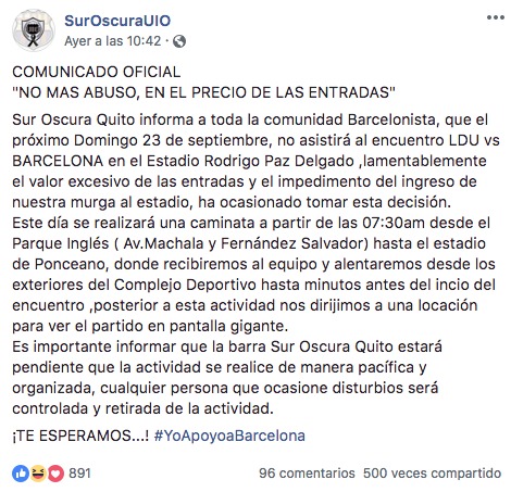 Comunicado Sur Oscura