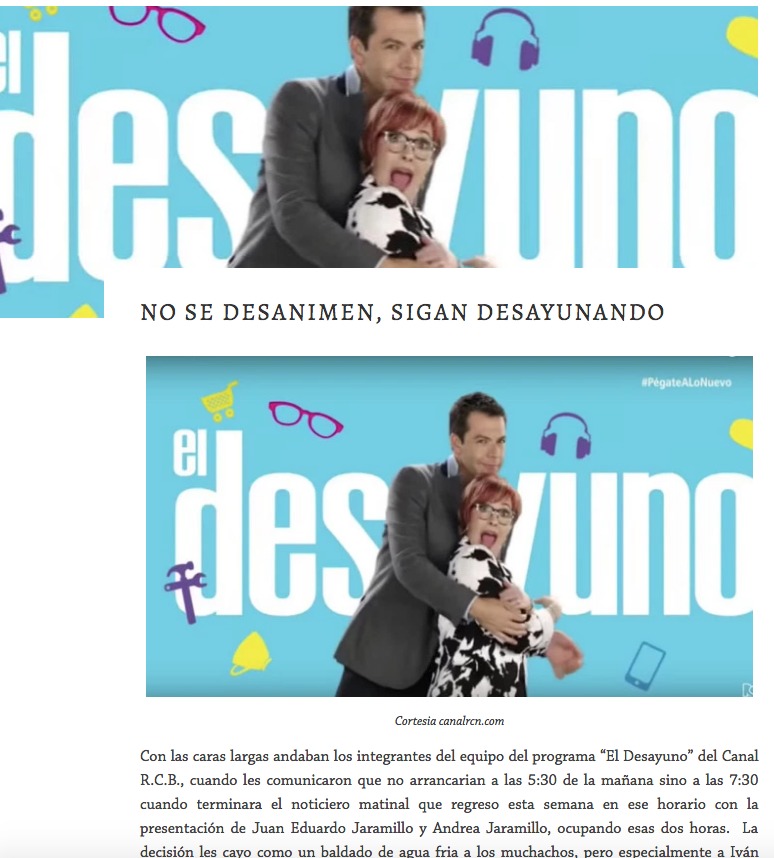 Captura de pantalla página web La Negra Candela