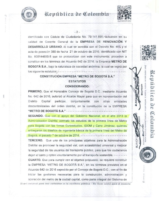 Escritura empresa metro Escritura empresa metro