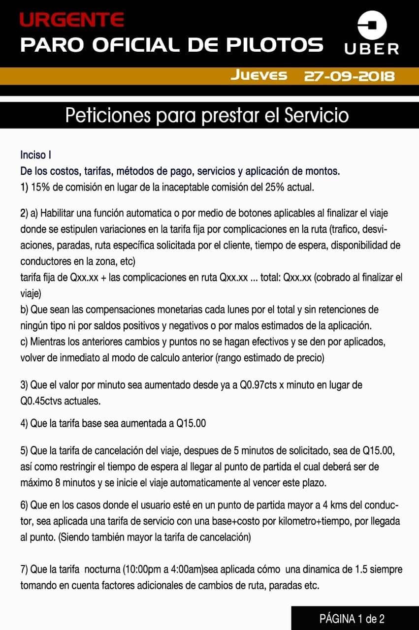 Peticiones Uber