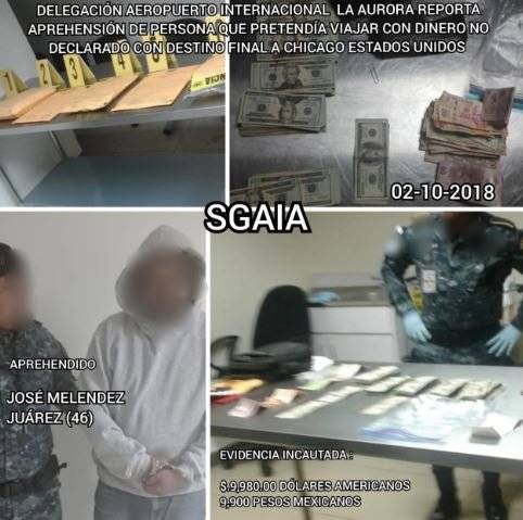 detenido en el aeropuerto La Aurora por no declarar dólares