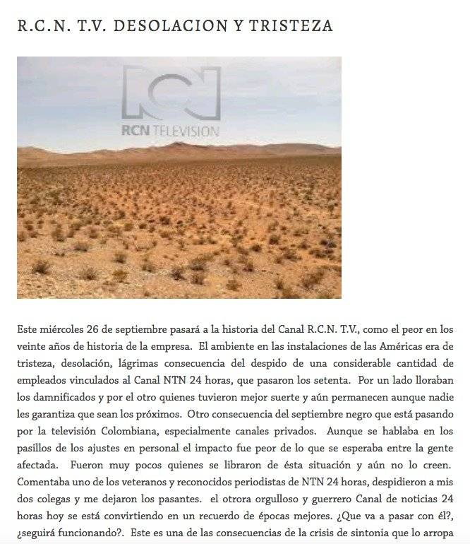 Captura de pantalla página web La Negra Candela