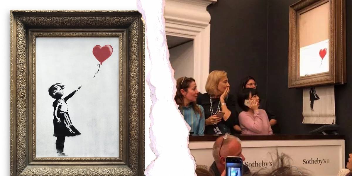 Banksy autodestruye obra al ser subastada por una millonada