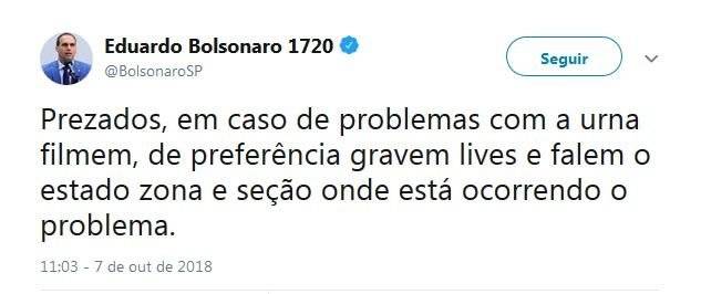 Eduardo Bolsonaro tuíte