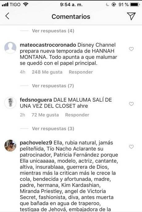 Comentarios en las redes