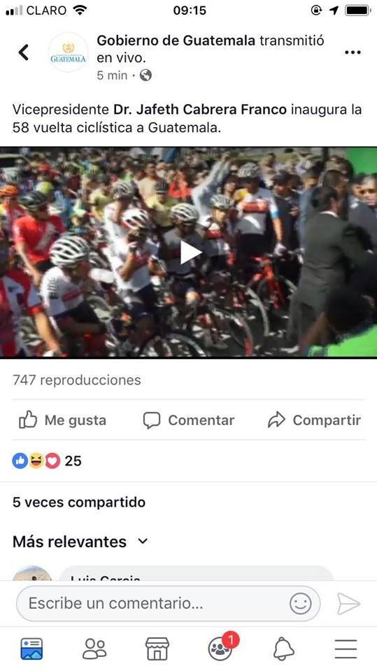 Canal de gobierno transmitía la vuelta y cuando abuchearon a Jafeth Cabrera cortó el directo