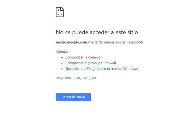 Página de México Decide falla