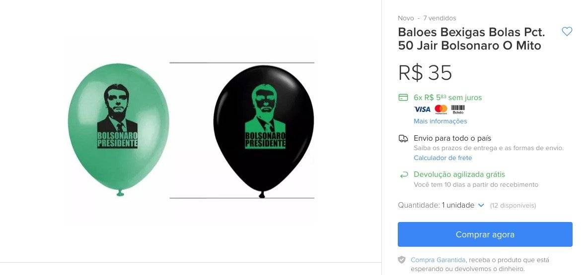 Balões bexigas Bolsonaro