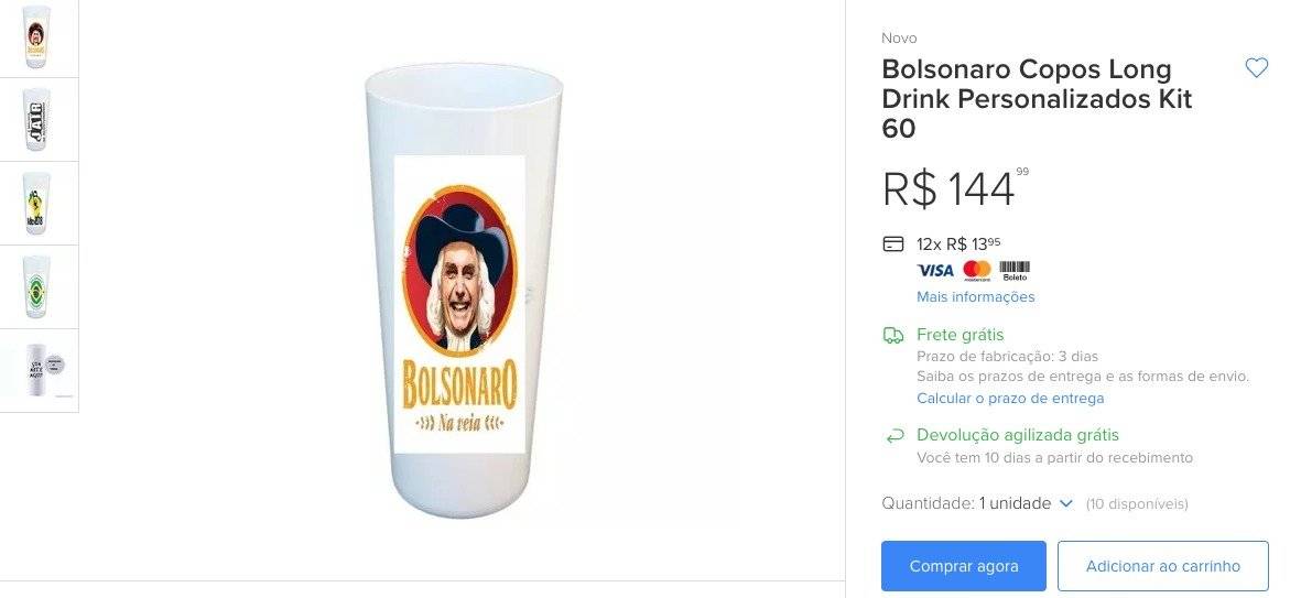 Copos de cerveja Bolsonaro