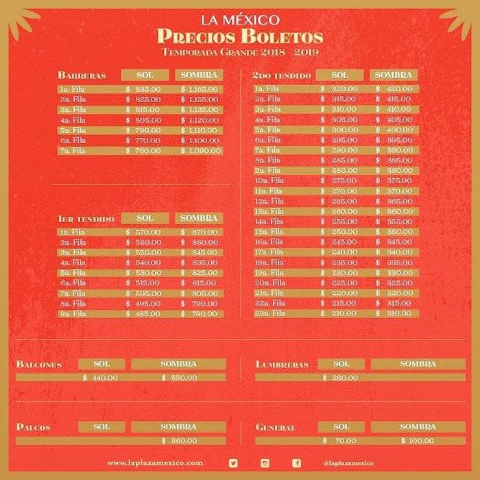 Precios Plaza México