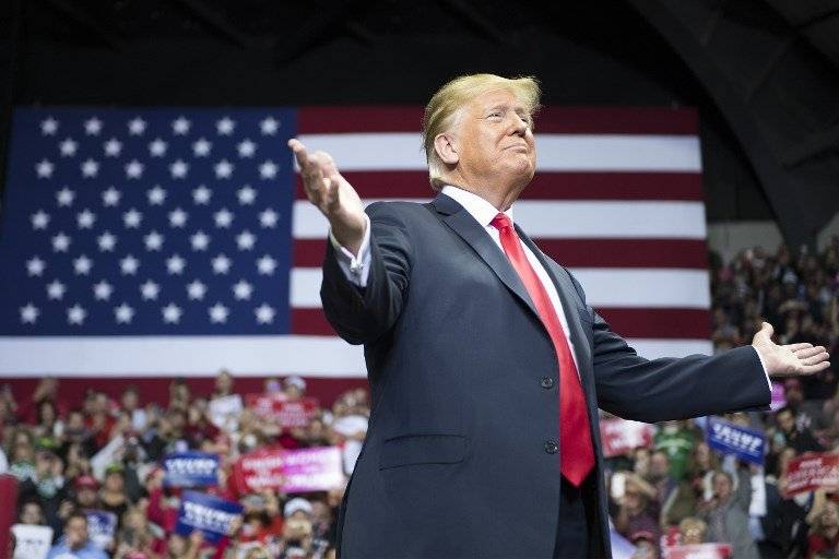 Donald Trump en un mitin político