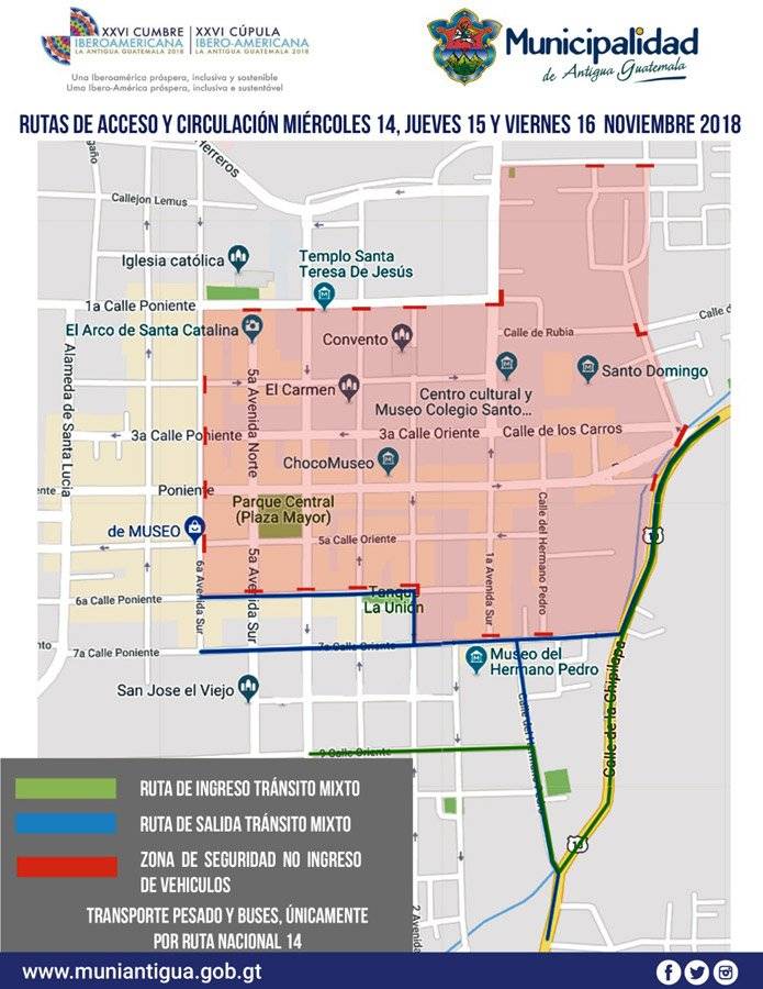 Mapa de acceso a La Antigua