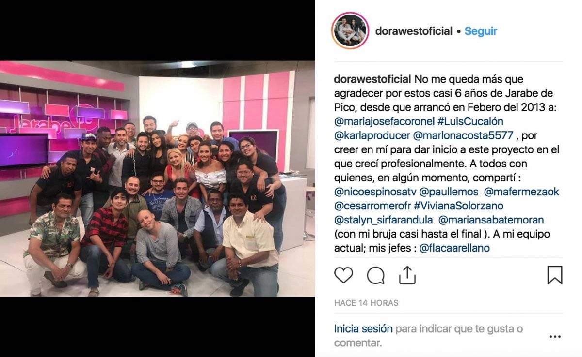 Dora West publica mensaje tras las salida del aire de Jarabe de Pico