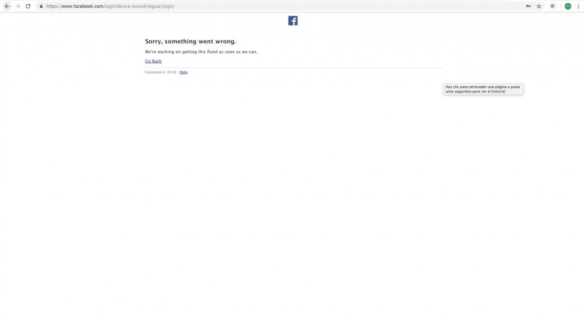 Facebook reporta una caída este 20 de noviembre