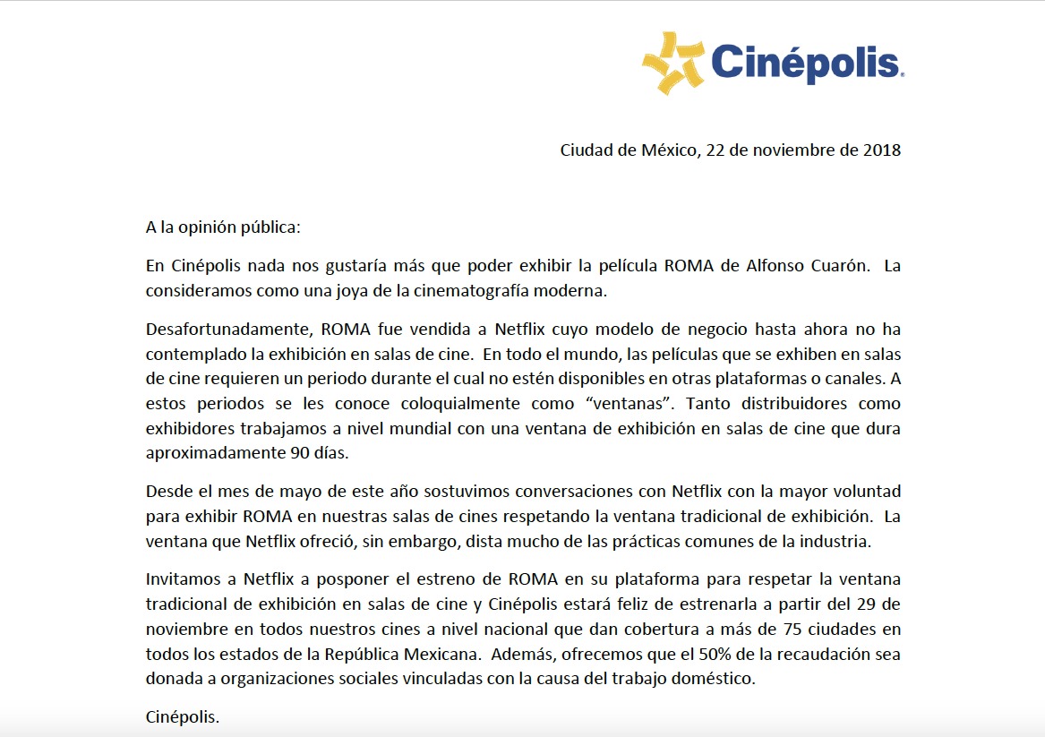 Postura de Cinépolis