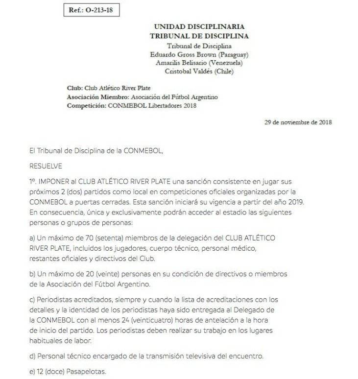 Fallo Conmebol