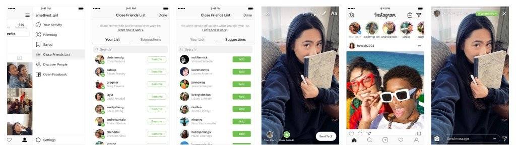 Instagram Stories, amigos próximos