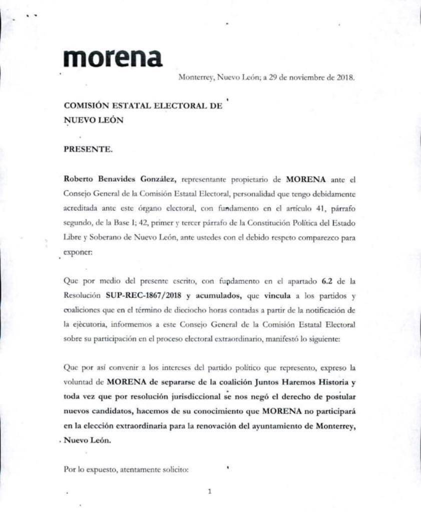 Comunicado de Morena