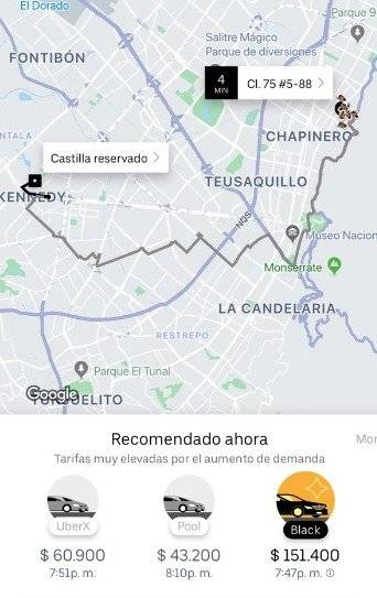 Las exageradas tarifas de uber en Noche de Velitas