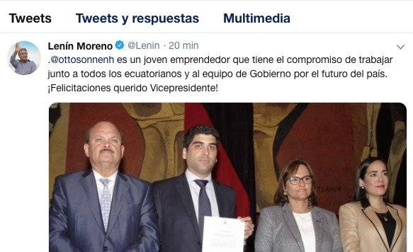 Lenín Moreno se pronuncia tras elección de Otto Sonnenholzner como vicepresidente
