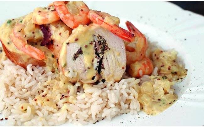 pollo con camarones