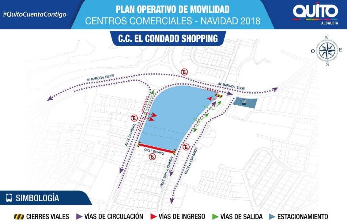 Plan de movilidad en centros comerciales de Quito