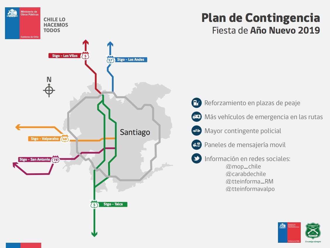 Autopistas con planes de contingencia / Gentileza MOP