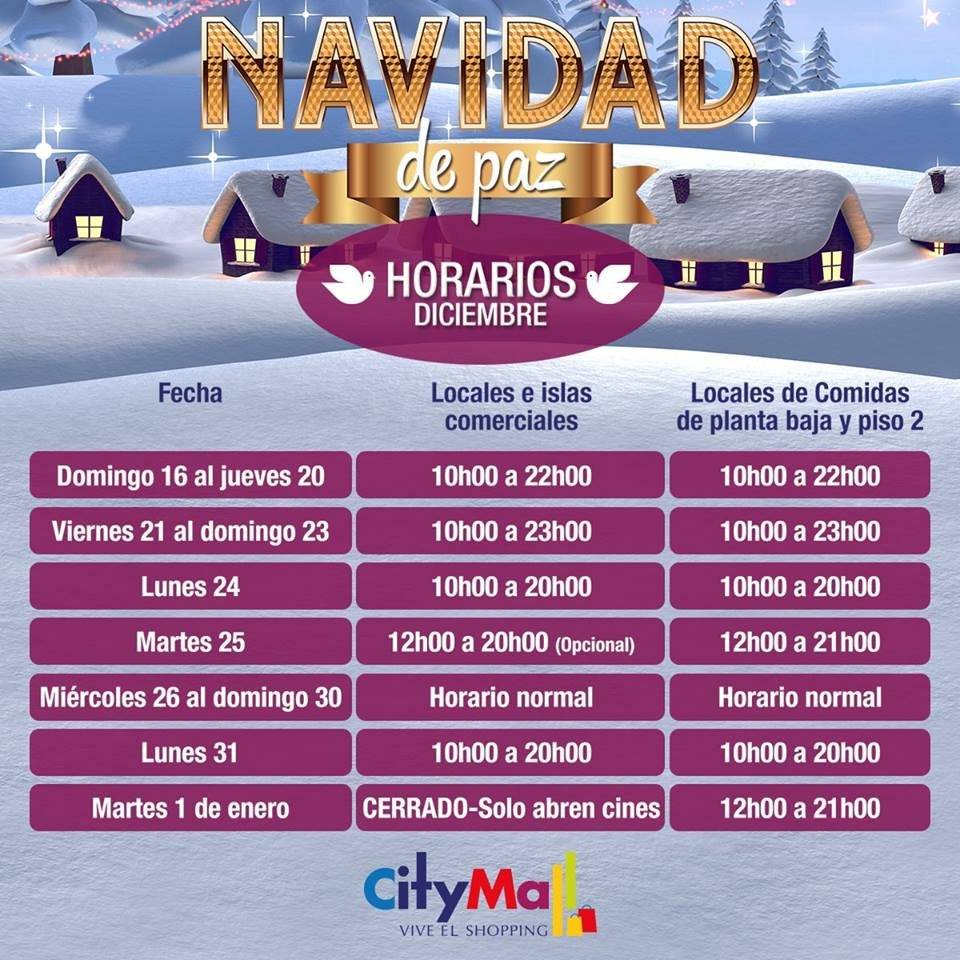 Horarios de Atención Navidad, Citymall Guayaquil