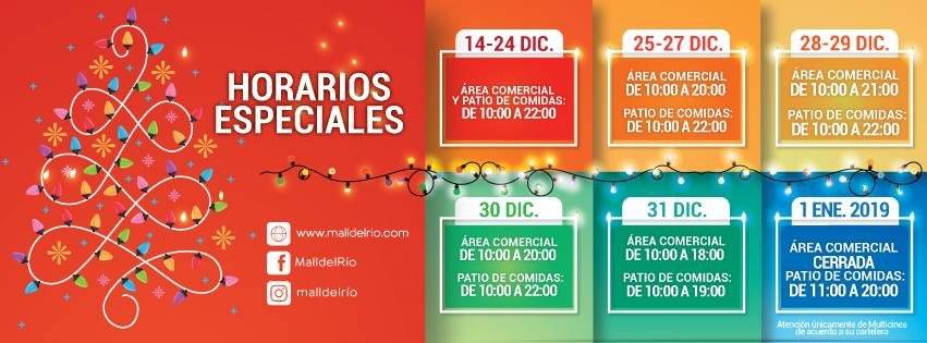 Horarios de Atención Navidad, Centro Comercial Mall del Río Cuenca