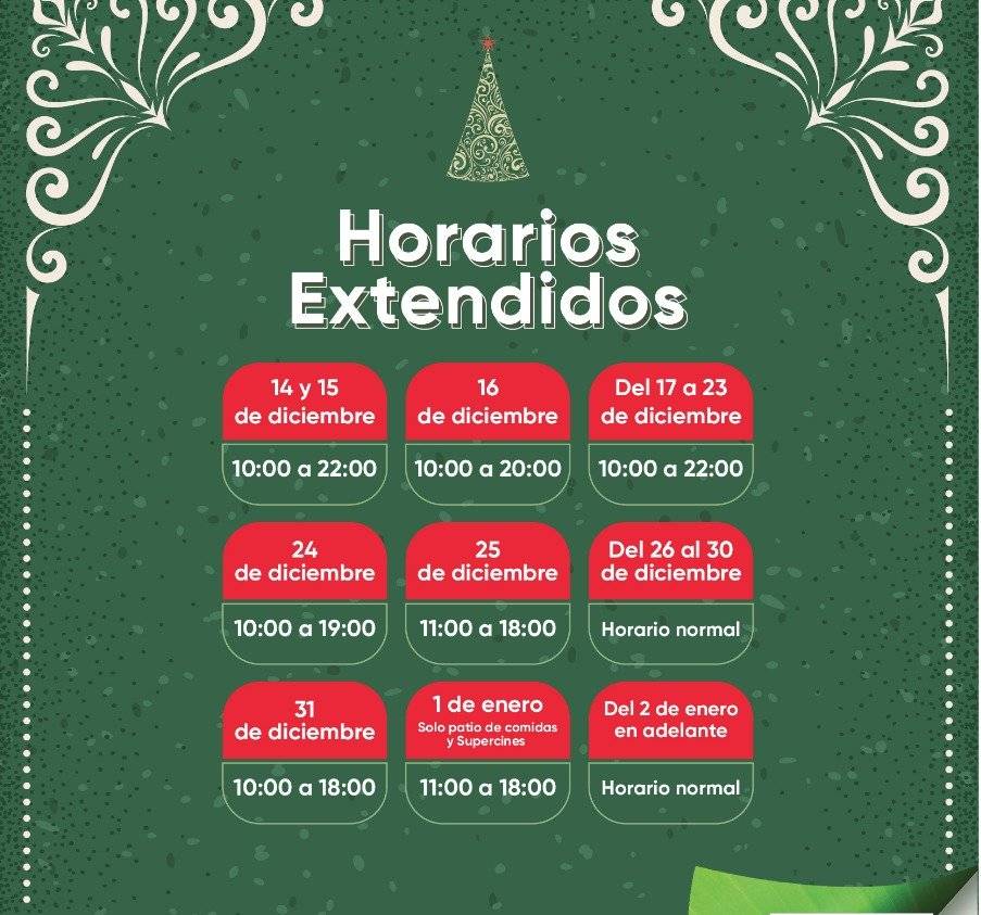 Horarios de Atención Navidad, San Luis Shopping