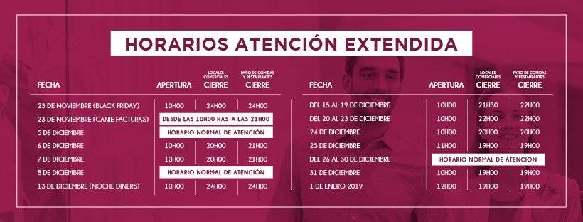 Horarios de atención Scala Shopping