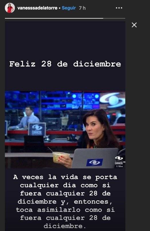 Captura de pantalla Instagram Vanessa de la Torre