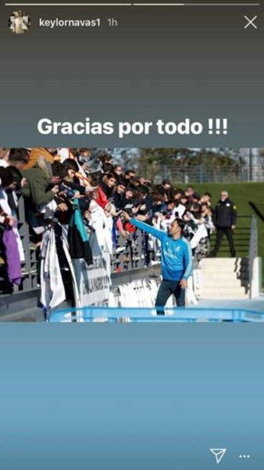 Mensaje de Keylor Navas en Instagram