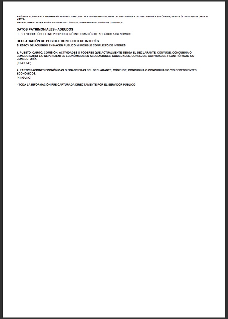 Declaración Patrimonial de Andrés Manuel López Obrador, página 1 Declaración Patrimonial de Andrés Manuel López Obrador, página 1