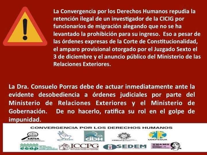 Comunicado de Convergencia de Derechos Humanos