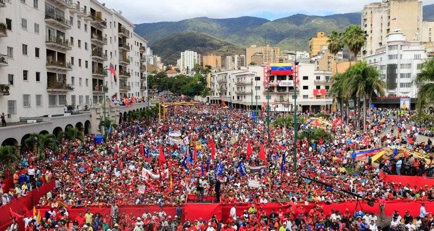Marcha chavista en Venezuela