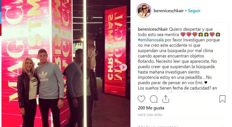 Mensaje de la novia de Emiliano sala en su Instagram