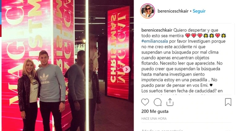 Mensaje de la novia de Emiliano sala en su Instagram