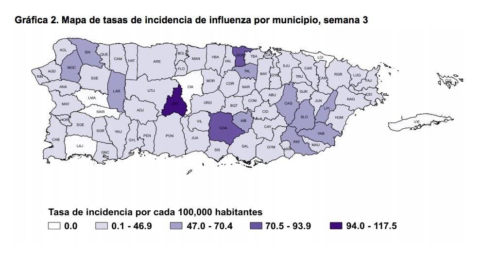 Captura de pantalla / Informe de vigilancia de influenza de Puerto Rico