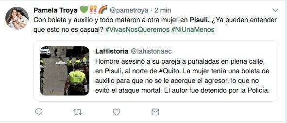 Reacciones tras el asesinato de mujer en Pisulí