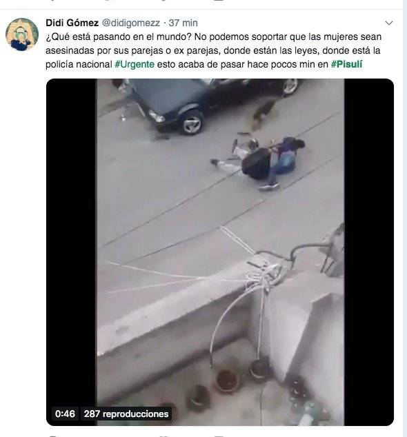 Reacciones tras el asesinato de mujer en Pisulí