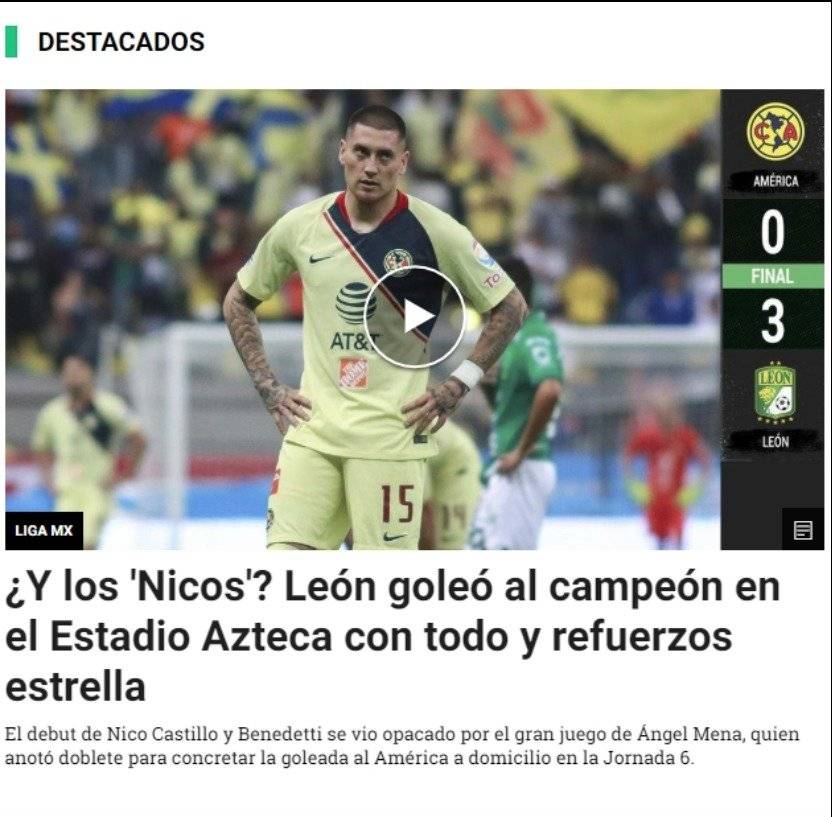 Titular enfocado en el pobre desempeño de los refuerzos del América en su estreno ante el León. / UNIVISIONDEPORTES.COM