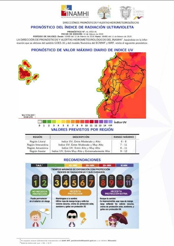 Niveles de radiación en Ecuador 11 de febrero